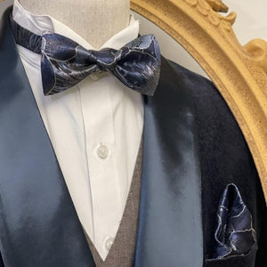 Galaxy Grey Blue With Silver Classic Bow Tie