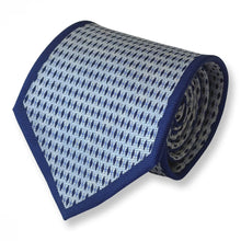 Load image into Gallery viewer, Navy Argyle With White/Light Blue Stripes Silk Tie – Regular 95mm