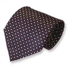Load image into Gallery viewer, Maroon Red Micro Check With Navy/White Geometric Silk Tie – Regular 100mm