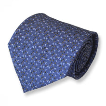 Load image into Gallery viewer, Blue Micro Check With Yellow/White Pattern Silk Tie – Regular 95mm