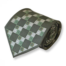 Load image into Gallery viewer, Grass Green Geometric With Light Green/Yellow Square Pattern Silk Tie – Regular 95mm