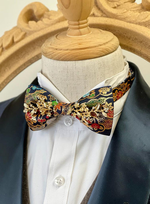 Japan Nishijin Collection – Luxury Gold Floral Wire Bow Tie