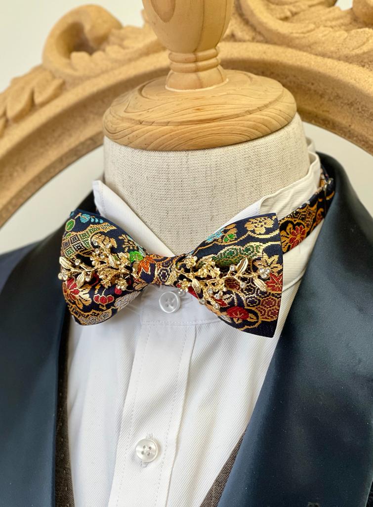 Japan Nishijin Collection – Luxury Gold Floral Wire Bow Tie