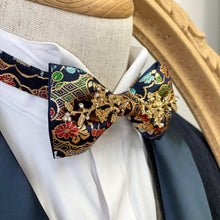 Load image into Gallery viewer, Japan Nishijin Collection – Luxury Gold Floral Wire Bow Tie