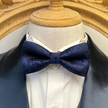 Load image into Gallery viewer, Dark Blue Floral Classic Bow Tie