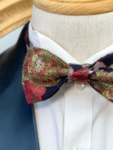 Auspicious Golden Floral Bow Tie