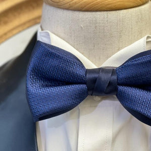 Navy Grenadine Double Layer Bow Tie