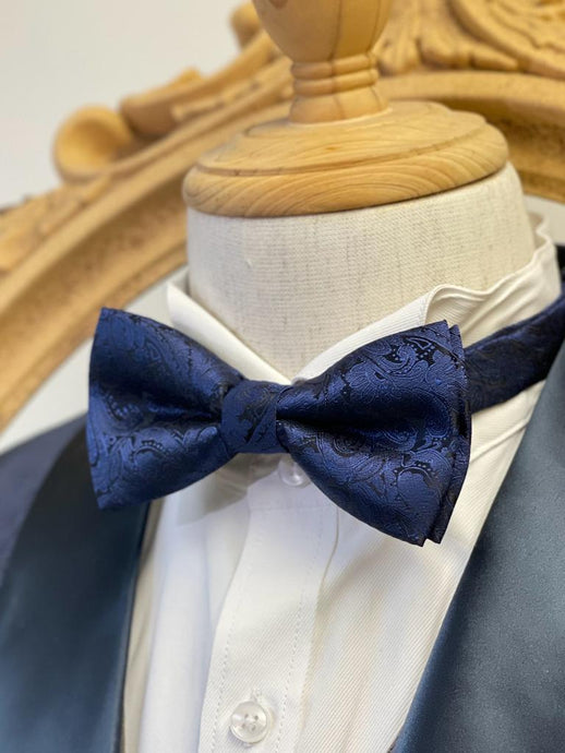 Dark Blue Floral Classic Bow Tie