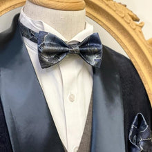 Load image into Gallery viewer, Galaxy Grey Blue With Silver Butterfly Bow Tie