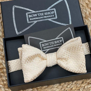 Cream Grid Pattern Classic Bow Tie