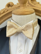 Load image into Gallery viewer, Cream Grid Pattern Classic Bow Tie