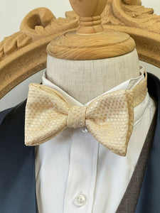 Cream Grid Pattern Classic Bow Tie