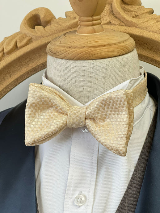 Cream Grid Pattern Classic Bow Tie