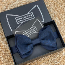 Load image into Gallery viewer, Navy Free Style Pattern Double Layer Bow Tie