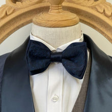 Load image into Gallery viewer, Navy Free Style Pattern Double Layer Bow Tie