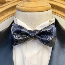 Load image into Gallery viewer, Galaxy Grey Blue With Silver Classic Bow Tie