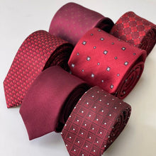 Load image into Gallery viewer, Red Micro Check With Brown Circle And Pin Dots Silk Tie – Regular 80mm