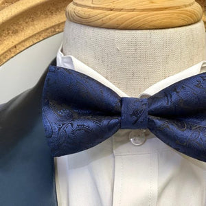 Dark Blue Floral Classic Bow Tie