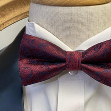 Load image into Gallery viewer, Dark Red Floral Classic Bow Tie