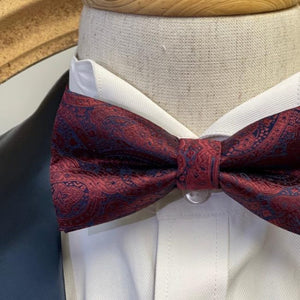 Dark Red Floral Classic Bow Tie