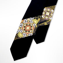 Load image into Gallery viewer, Kyoto Traditional Textile Tie – Black Gold- Skinny 75mm