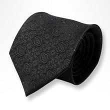 Load image into Gallery viewer, Black Vintage Floral Pattern Silk Tie – Regular 100mm