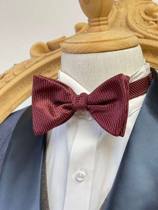 Dark Red Candy Cane Stripes With White Pin Dots Classic Bow Tie