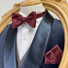 Load image into Gallery viewer, Dark Red Candy Cane Stripes With White Pin Dots Classic Bow Tie