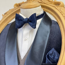 Load image into Gallery viewer, Dark Blue Floral With Black Flowers Classic Bow Tie