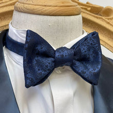 Load image into Gallery viewer, Dark Blue Floral With Black Flowers Classic Bow Tie