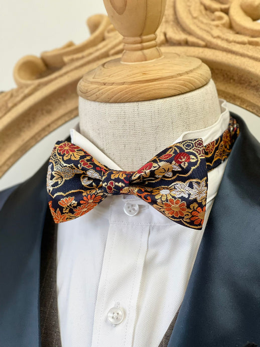 Japan Nishijin Collection – Auspicious Floral Gold Wire Bow Tie