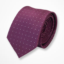 Load image into Gallery viewer, Lavender Purple Twill With White Pin Dots Silk Tie – Skinny 65mm