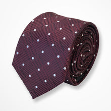 Load image into Gallery viewer, Old Brick Red Glen Check With White Pin Dots Silk Tie – Skinny 60mm