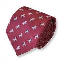 Load image into Gallery viewer, Wine Red Pattern With Grey Horse Silk Tie – Regular 80mm