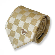Load image into Gallery viewer, Gold Yellow Gingham With Brown Horse Silk Tie – Regular 85mm