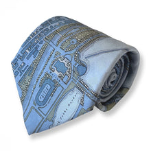 Load image into Gallery viewer, Light Blue Pattern With Equestrian Centre Silk Tie – Regular 100mm