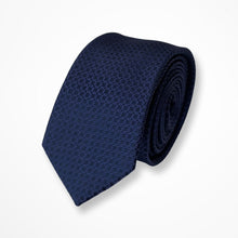 Load image into Gallery viewer, Navy Micro Check Silk Tie – Skinny 55mm