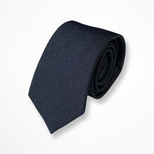 Load image into Gallery viewer, Navy Micro Check With Grey Awning Silk Tie – Skinny 70mm