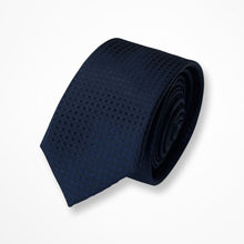 Load image into Gallery viewer, Navy Grenadine With Blue Square Silk Tie – Skinny 60mm