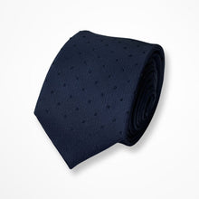 Load image into Gallery viewer, Navy Twill With Pin Dots Silk Tie – Skinny 60mm