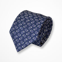 Load image into Gallery viewer, Navy Paisley Silk Tie – Regular 80mm