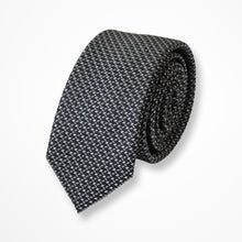 Load image into Gallery viewer, Black Houndstooth Silk Tie – Slim 55mm
