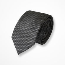 Load image into Gallery viewer, Black Pattern With Pin Dots Silk Tie – Skinny 65mm