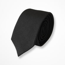 Load image into Gallery viewer, Black Ribbed Twill Silk Tie – Skinny 55mm