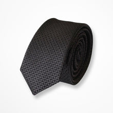 Load image into Gallery viewer, Black Micro Check Silk Tie – Slim 50mm