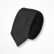 Load image into Gallery viewer, Black Ribbed Twill Silk Tie – Skinny 65mm