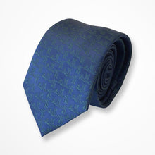 Load image into Gallery viewer, Blue Floral With Green Flower Silk Tie – Skinny 70mm