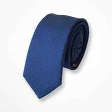 Load image into Gallery viewer, Blue Micro Check With Gingham Silk Tie – Slim 50mm