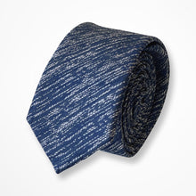 Load image into Gallery viewer, Blue Twill With White Barcode Silk Tie – Slim 50mm