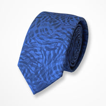 Load image into Gallery viewer, Blue Pattern With Navy Geometric Silk Tie – Skinny 60mm